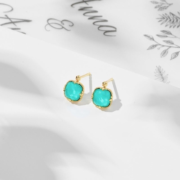 Ember’s Fire Jewelry - SALE 🔥 Natural Turquoise Doublet Gemstone Birthstone Earrings - NEW